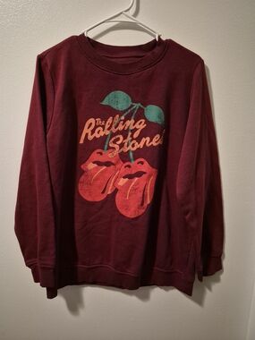 The Rolling Stones Maroon Sweatshirt with Red & Teal Graphic